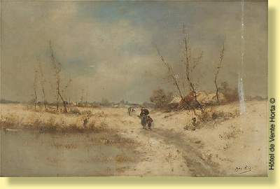 Promeneurs dans un paysage enneigé by Jean Hill - Auction record, sale price, and art valuation. Compare with similar artists and explore comparable artworks.