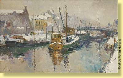 Quai bruxellois sous la neige