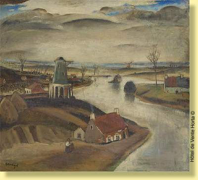 Vue plongeante sur le moulin