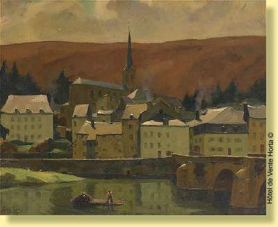 Vue de Bouillon avec barge en avant-plan