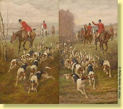 Scènes de chasse à courre (pair)