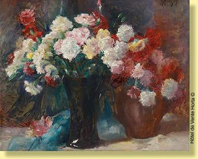 Vases fleuris d'œillets
