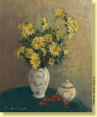 Composition aux fleurs et aux cerises
