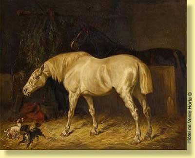 Dans l'écurie by Gustave Colsoulle - Auction record, sale price, and art valuation. Compare with similar artists and explore comparable artworks.