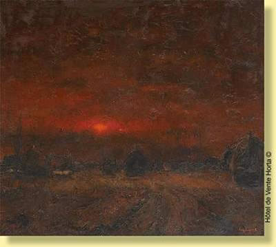 Coucher de soleil sur les meules