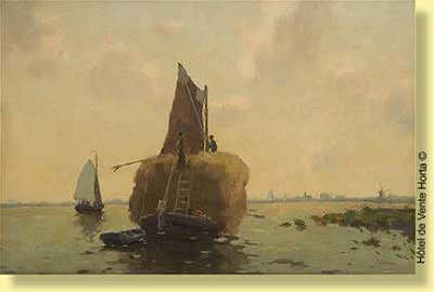 Transport du lin sur l'Escaut