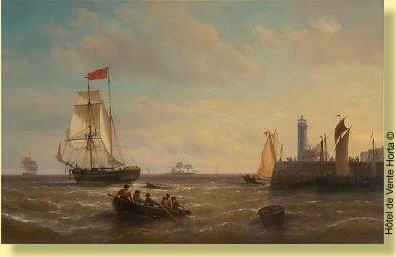L'arrivée du cargo mixte au coucher du soleil