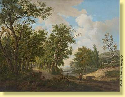 Paysage animé sur fond de rivière