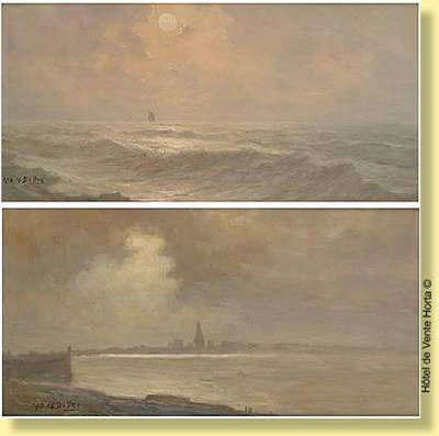 "Coucher de soleil sur la mer du Nord" et "Lever de soleil sur la mer du Nord"; a pair (2)