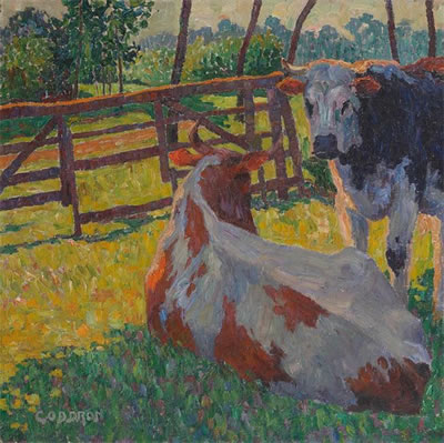 Deux vaches dans un pré ensoleillé
