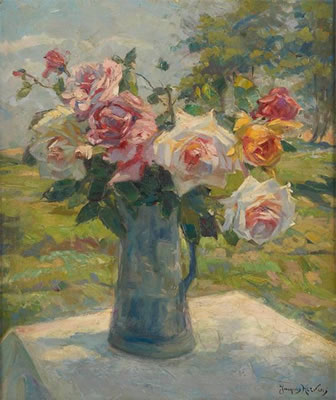 Pichet fleuri de roses