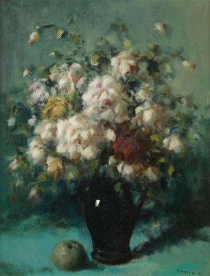 Vase fleuri de roses