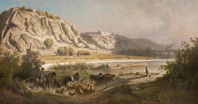 Troupeau traversant la rivière