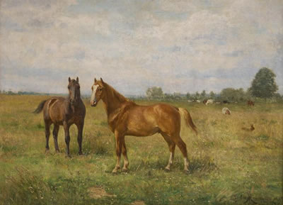 Deux chevaux dans un paysage