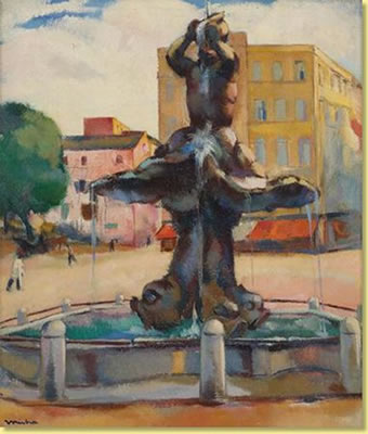 Fontaine à Rome (coloris fauves)