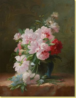 Vase fleuri de pivoines