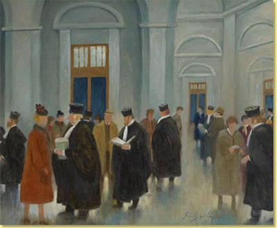 La salle des Pas-Perdus animée.