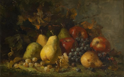 Composition aux poires, prunes et raisins.
