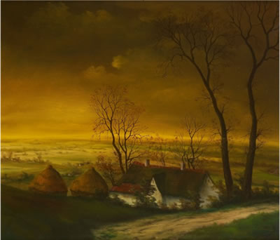 Chaumière près des meules au crépuscule by Gies Cosyns - Auction record, sale price, and art valuation. Compare with similar artists and explore comparable artworks.