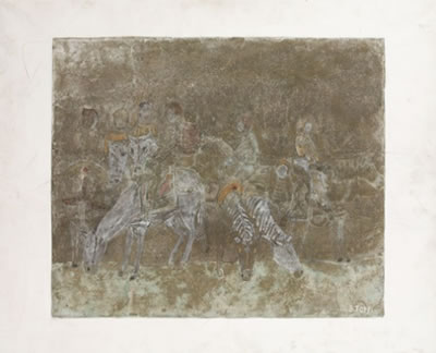 Cavaliers à la rivière, fresque