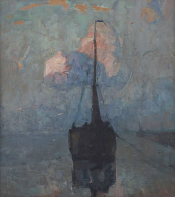 Sample artwork by Frans Hens (1856 - 1928), known for post-impressionist rural landscape and marine painting, printmaking - View similar artists and auction records