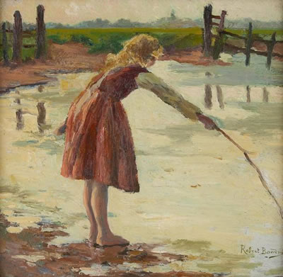 Fillette à la mare