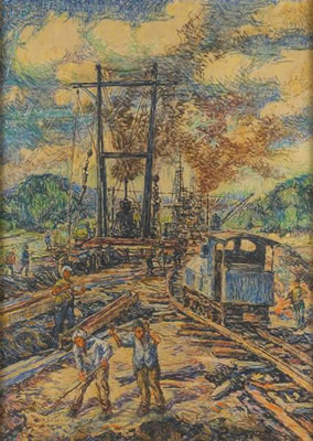 La construction de la voie ferrée à Woluwé