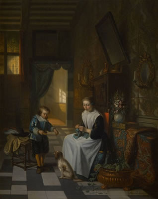 L'enfant récompensant son chien