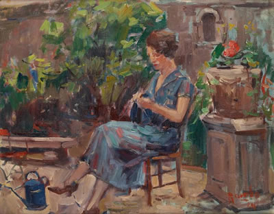 Sewing work in the garden.