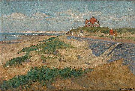La plage du Lekkerbek à Knokke en 1922 by Eugène Mahaux - Auction record, sale price, and art valuation. Compare with similar artists and explore comparable artworks.