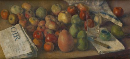Composition aux pommes et au journal Le Soir. by Felix Carpentier - Auction record, sale price, and art valuation. Compare with similar artists and explore comparable artworks.