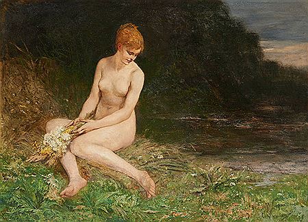 Nu au bouquet champêtre.