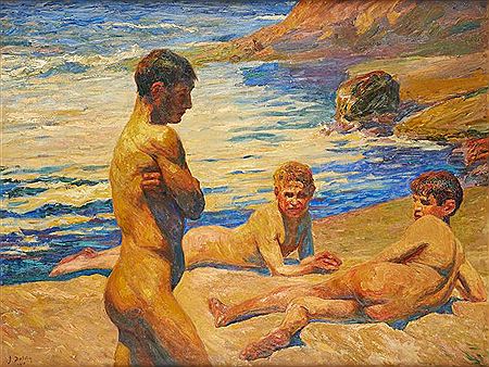 Trois enfants à la plage