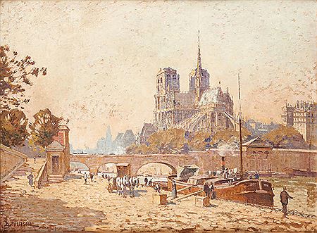 Quai de Paris animé sur fond de Notre-Dame