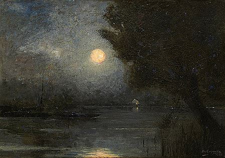 Lever de lune sur le lac