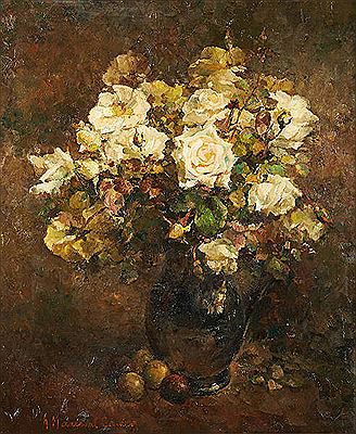 Vase fleuri de roses blanches by Andree Marissal-Calberg - Auction record, sale price, and art valuation. Compare with similar artists and explore comparable artworks.
