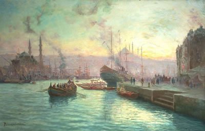 Sample artwork by François Leon Prieur-Bardin (1870 - 1939), known for atmospheric marine scene painting, sailing ships, harbor views - View similar artists and auction records