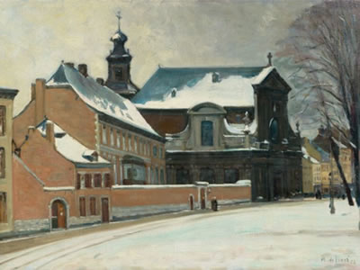 Le couvent des Bénédictines à Liège sous la neige