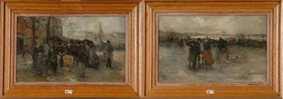 "Marché animé" et "Bord de mer animé" (pair)