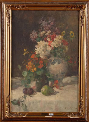 Nature morte aux fleurs et aux fruits by Gustave Halbart - Auction record, sale price, and art valuation. Compare with similar artists and explore comparable artworks.