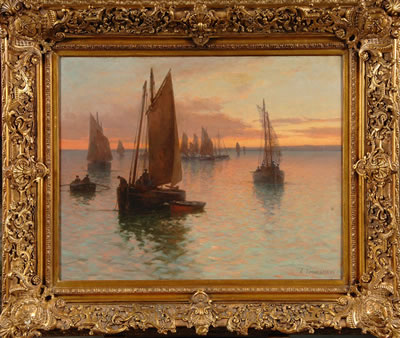 Le retour des pêcheurs au coucher du soleil