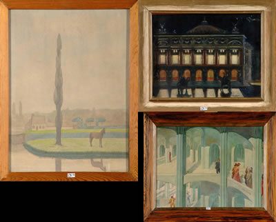 "Le Palais Vert"; "Le Grand Opéra pendant une soirée de gala" and "Cheval dans la prairie"