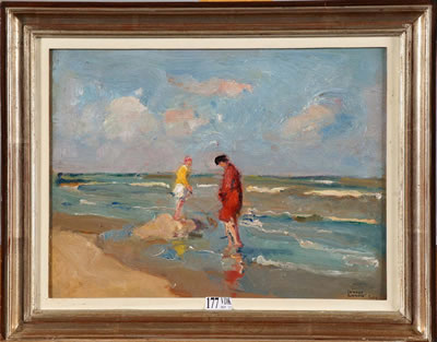 Plage animée au Coq-sur-Mer" et "Vue d'un port