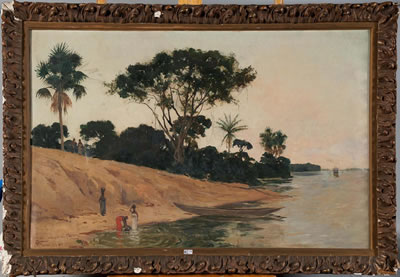 Bord de fleuve animé au Congo