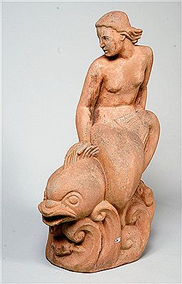 Sirène chevauchant un poisson