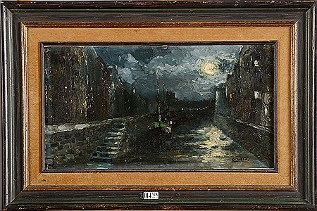 Canal en ville sous un clair de lune by Francois Gomze - Auction record, sale price, and art valuation. Compare with similar artists and explore comparable artworks.