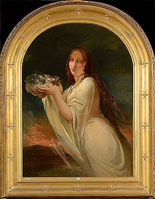 "Jeune fille portant une couronne de fleurs"