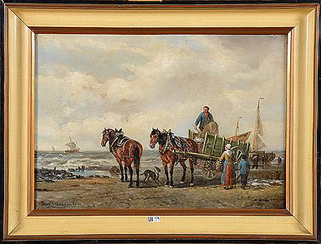 Pêcheurs de crevettes en bord de mer