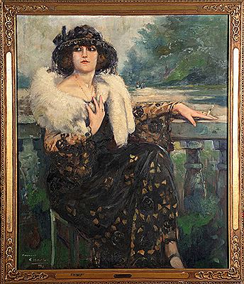 "Portrait d'une élégante à la cigarette"