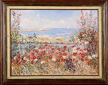 "Roses trémières sur l'île de Bréhat"
